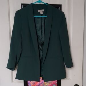 H&M Green Tailored Suit Jacket with Lapels